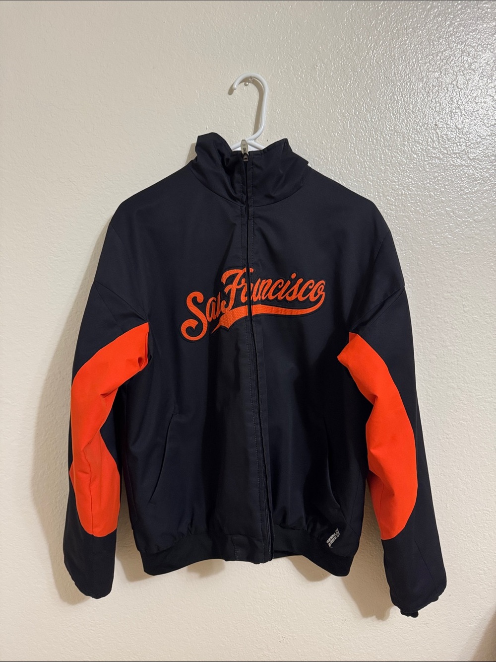Majestic Black and Orange 'San Francisco' Zip Puffer Jacket - Picture 2 of 4